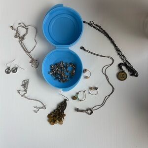 Assorted Costume Jewelry Collection with Blue Case